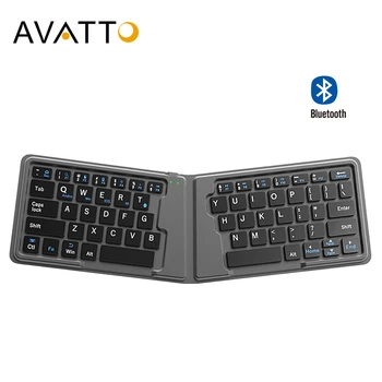 

[AVATTO] Soft Leather Surface Portable Bluetooth Wireless Foldable Keyboard for Android IOS Phone Tablet Windows Mac Laptop PC