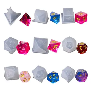 

9 Pack Resin Dice Molds, DIY Crystal Epoxy Mold Triangle Dice Fillet Shape Multi-spec Digital Game High Mirror dice mold silicon