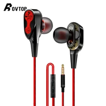 Rovtop проводные наушники с высоким басом, двойной привод, стерео наушники-вкладыши с микрофоном, компьютерные наушники для сотового телефона Z2