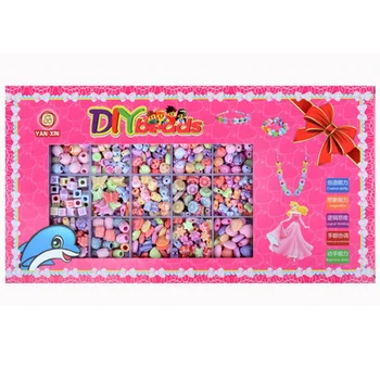 

Besegad 1000Pcs Colorful Funny Jewelry DIY Beads Set Kit with Scissors Elastic Rope Open Rings Lobster Clasps Kid Manual DIY Toy