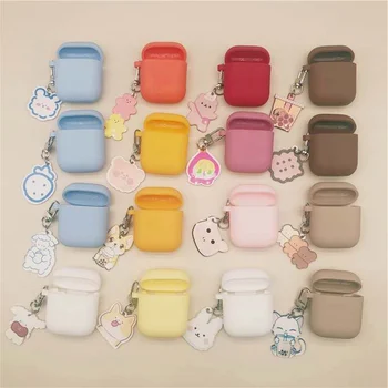 

Cute bear Case For AirPods 2 Case Korea Cartoon dog Keychain Pendant AirPods Silicone Earphone Case for Air Pods Cover fundas