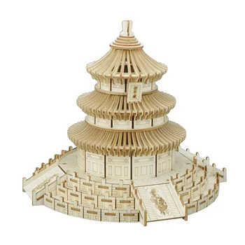 

Woodcraft assembly kit puzzles educational games DIY Temple 3D wooded puzzles for kids Adult Christmas birthday gifts