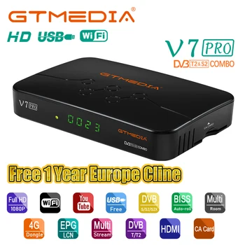 

GTMEDIA V7 PRO Satellite Receiver DVB-T2 DVB-S2 Suport H.265 PowerVu Biss Key Newam Youtube USB Wifi 1080P