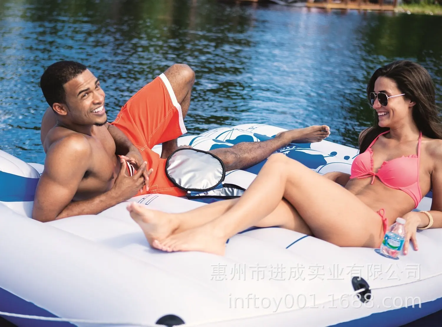 

PVC Inflatable Double Bed Double Floating Row Manufacturers Profession Production with Ice Bucket Inflatable Floating Bed Adult