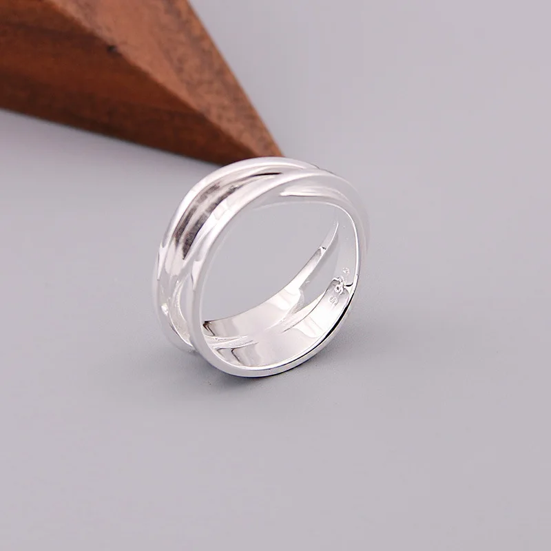 

Yamamoto Silver Creative Cross Ring 925 Sterling Korean-style Jewelry Women's Popular Double Layer Rings Accessories