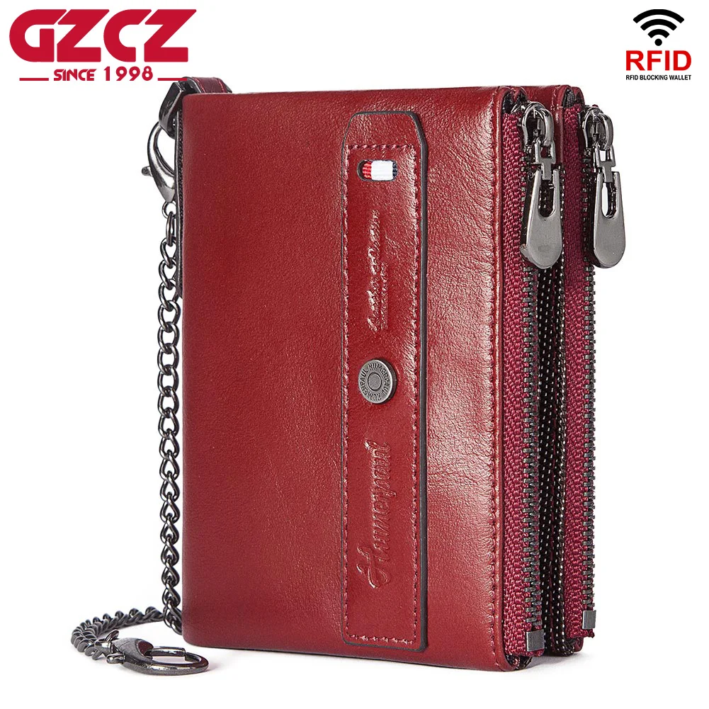 

GZCZ Rfid Women Short Wallets Cow Leather Female Mini Purses Card Holder Wallet Fashion Woman Small Zipper Walet With Coin Purs