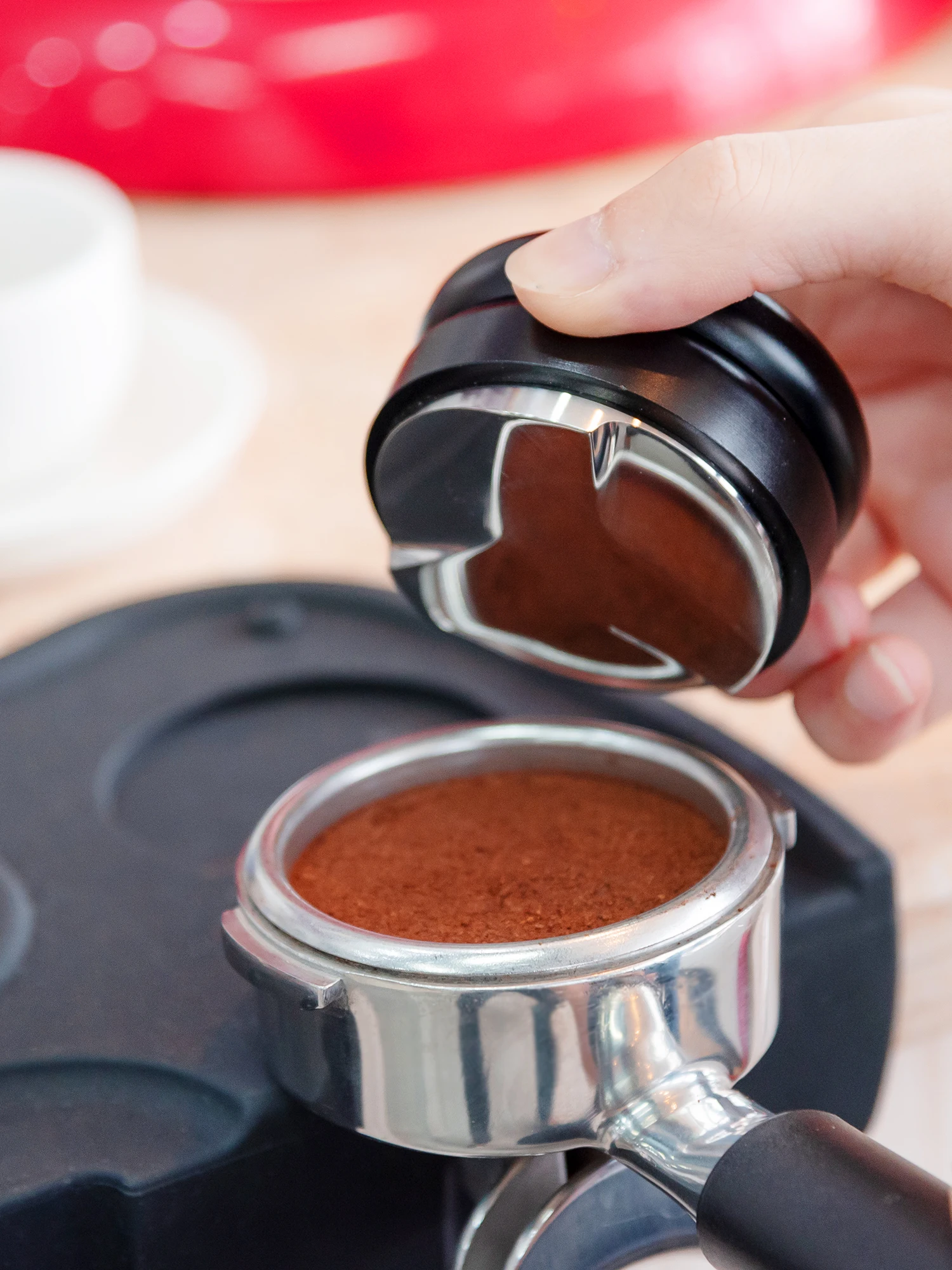 58mm Stainless Steel Coffee Distributor & Tamper Leveler Macaron Coffee Bean Press Powder