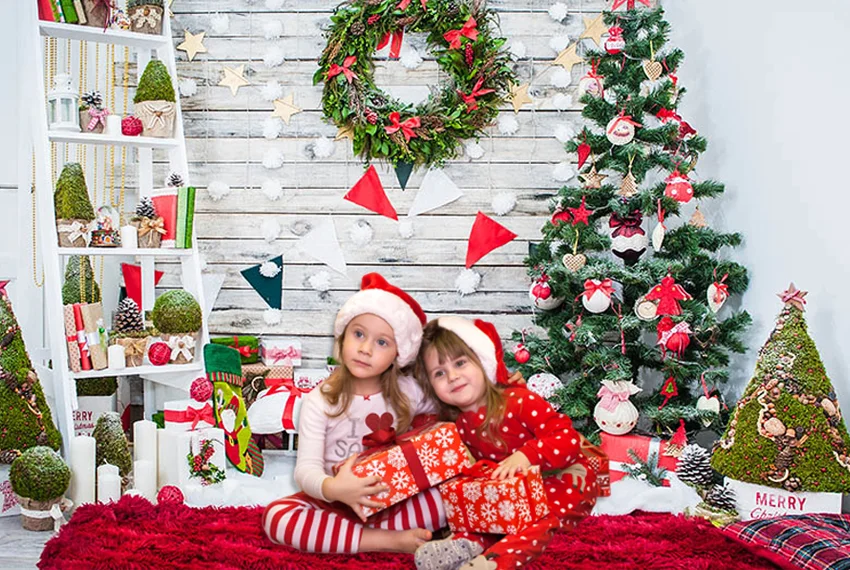 NeoBack Christmas Decoration Tree Backdrops Gifts Toy Indoor Bunting Children Photography Backgrounds for Photo Studio