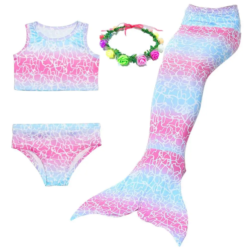 4Pcs No Fin 85 6 стилей для девочек, хвост русалки, хвост русалки, купальный костюм, бикини, плавник, детский купальник, фраки русалки, косплей - Цвет: 4Pcs No Fin 85