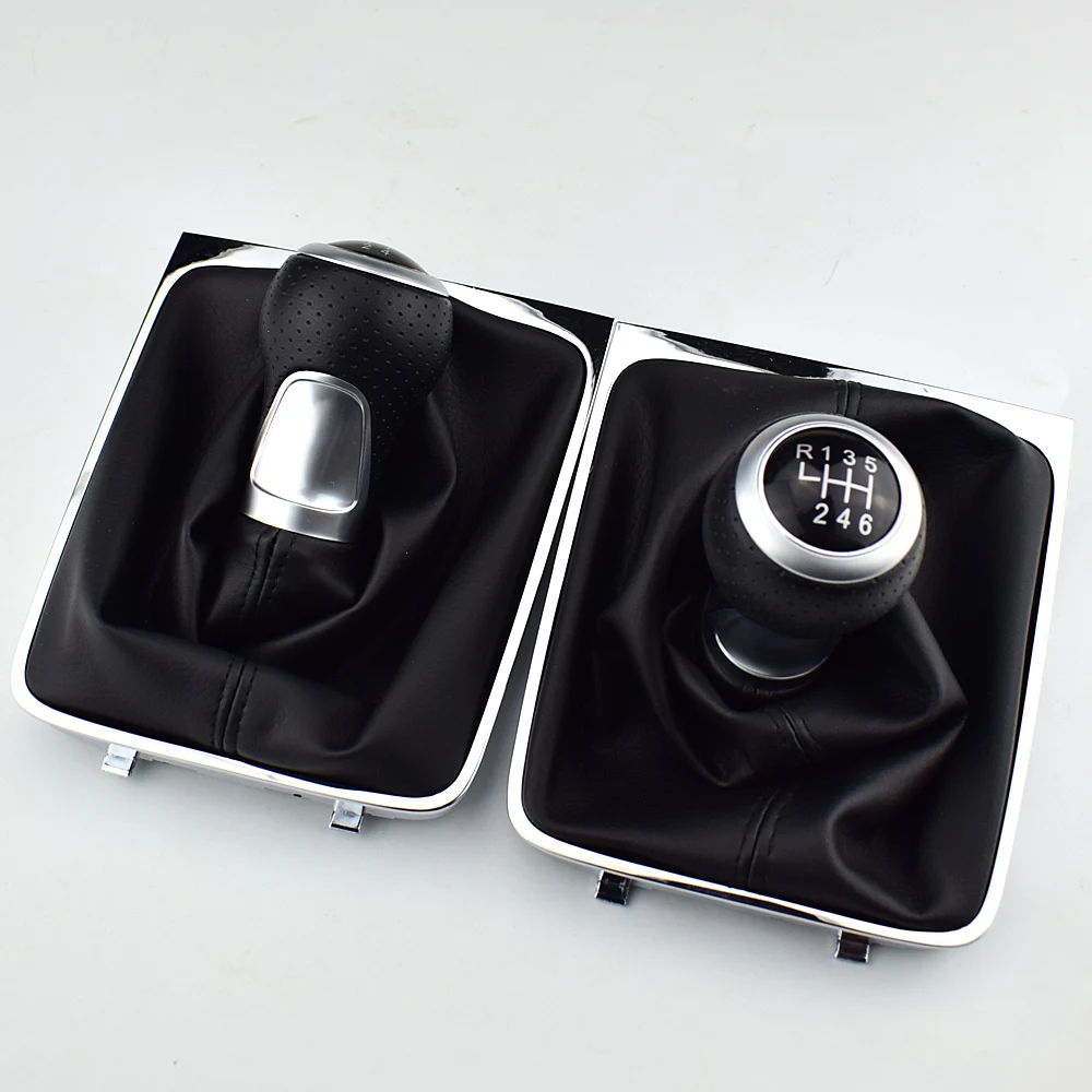 5 6เกียร์สีดำ Shift Knob เกียร์ Boot Gaiter สำหรับ Volkswagen VW Passat