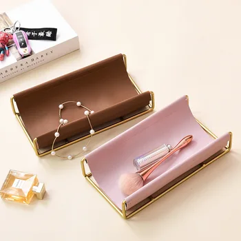 

Nordic Ins Creative Iron Art Leather Tray Rack Ornaments Home Living Room Entrance Key Jewelry Storage Rack Girl Birthday Gifts