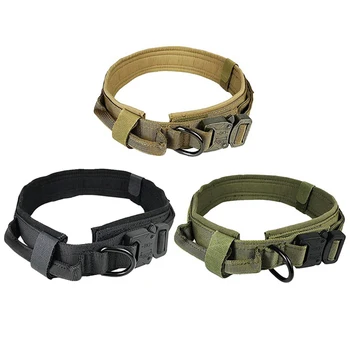 

NEW Adjustable Nylon Dog Collar Tactical Dog Collar Metal Buckle With Control Handle Vest For Dog Training