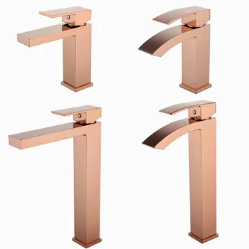

rose gold Deck Mount Vessel Faucet Matt Square gold faucet bathroom Basin Tap Mixer BL765