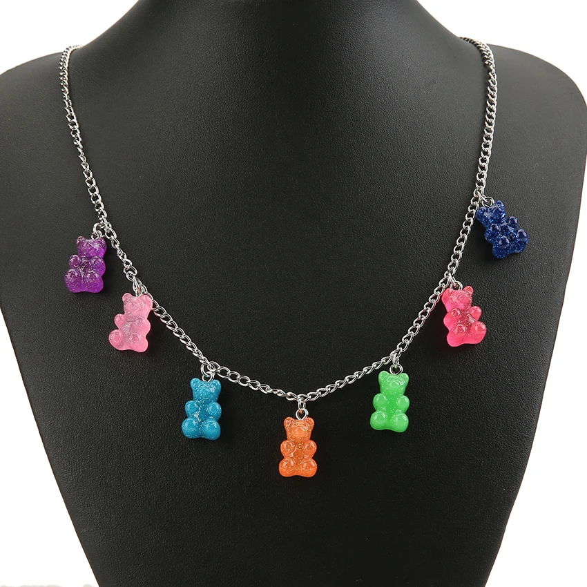 1 шт женское ожерелье из разноцветной смолы Gummy Bear для детей подарок на день рождения праздничные ювелирные изделия