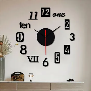 

Large Wall Clock Sticker Acrylic Silent Digital Big 3D DIY Wall Clock Modern Design for Living Room Home Decor 80x80cm Z0529