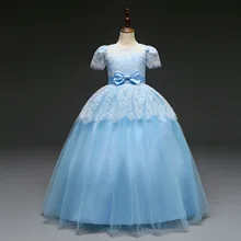 Новое Стильное детское платье; длинное платье с рукавами-крылышками; пышное свадебное платье с бантом; кружевная юбка принцессы для девочек