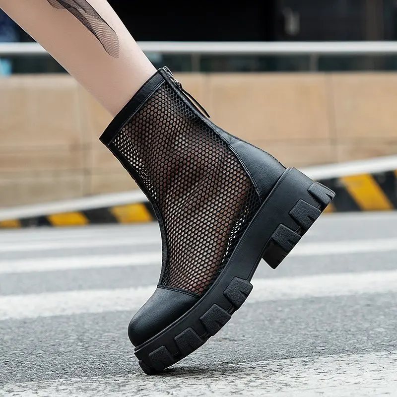 Botas hasta la rodilla de tacón grueso para mujer, zapatos de marca con cremallera y punta redonda, cómodas, a la moda, para verano