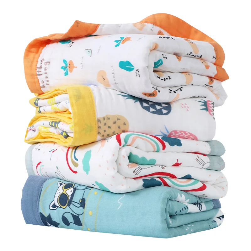 

Baby Muslin Bath Towels, Super Soft Cotton Receiving Blanket for Baby's Delicate Skin 6 Layers Gauze Combed Cotton 105*105cm