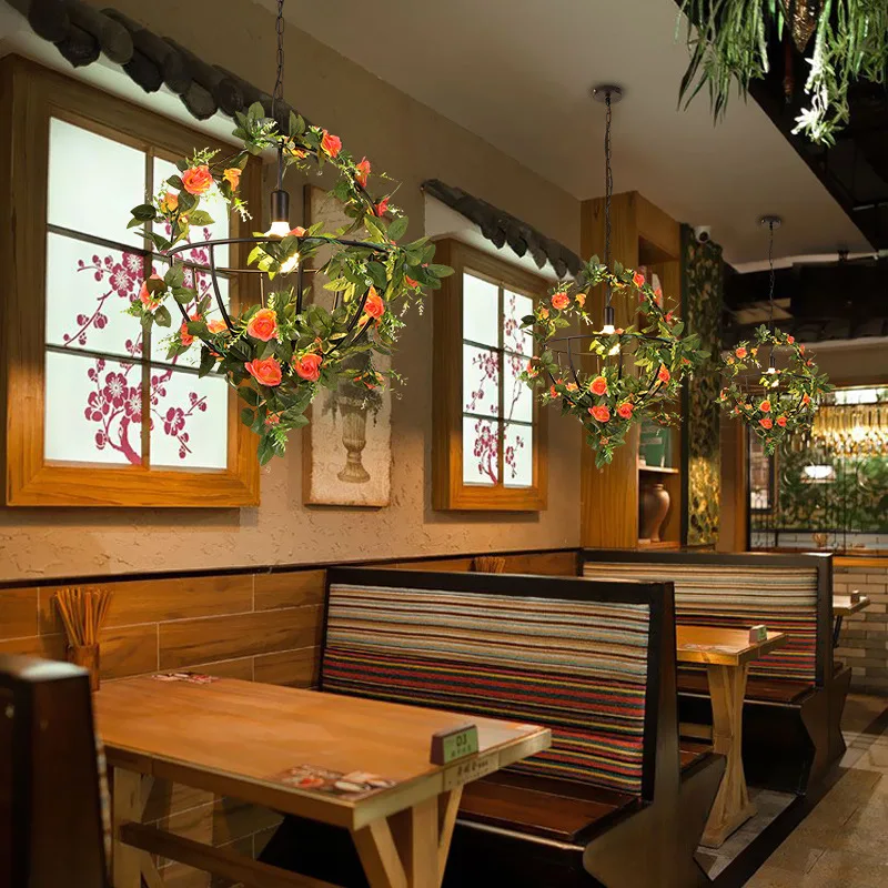 Music Restaurant romantic flowers and green plants decoration lamp of northern Europe personalized milk tea shop bar