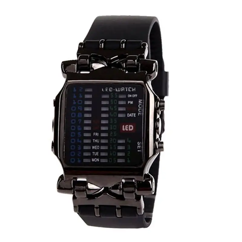 1 Pcs New Binary Electronic Watch Cool Colorful Lantern Watch Men's Watch Men's Sports Watch LED Student