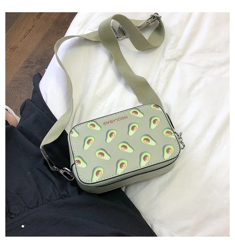 Сумка с фруктовым авокадо, маленькая сумка на плечо в форме коробки, Клубничная сумка через плечо для женщин, модная сумка-мессенджер, bolsa feminina