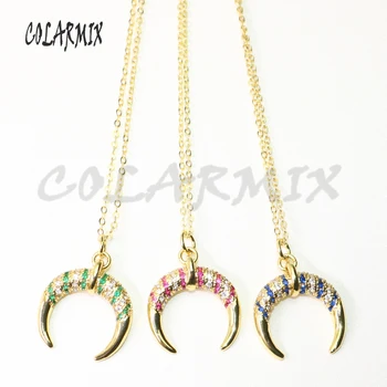 

8Pcs Fashion zircon pendant fashion horn shape pendant necklace Crescent pendant necklace gift for lady jewelry necklace