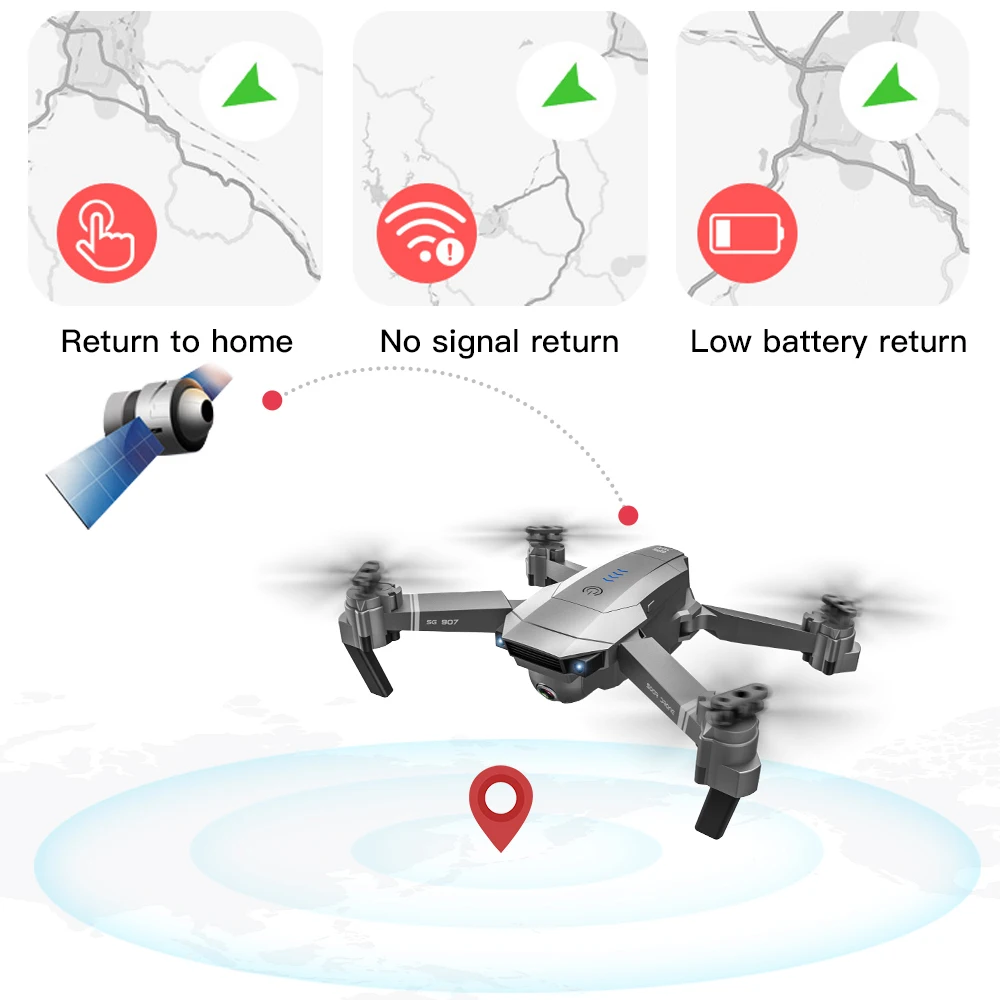 Дрон SG907 4K HD с двойной камерой gps Радиоуправляемый вертолет Профессиональный