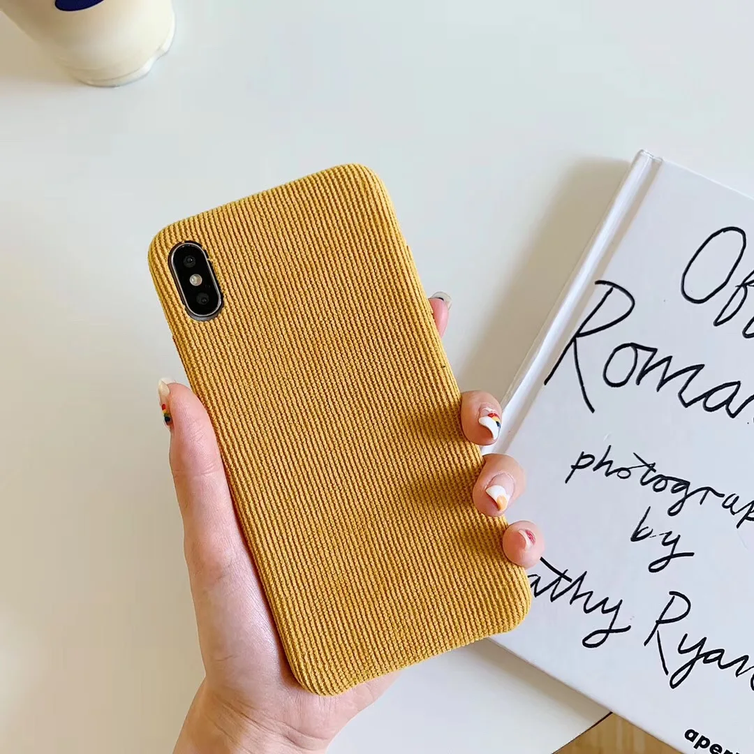 Yellow Теплый вельветовый Текстурированный чехол для телефона для IPhone 7 матовый пух Мягкий ТПУ чехол для IPhone 6 6s 8 Plus X Xs Чехлы для MAX XR Coque Capa - Цвет: Yellow