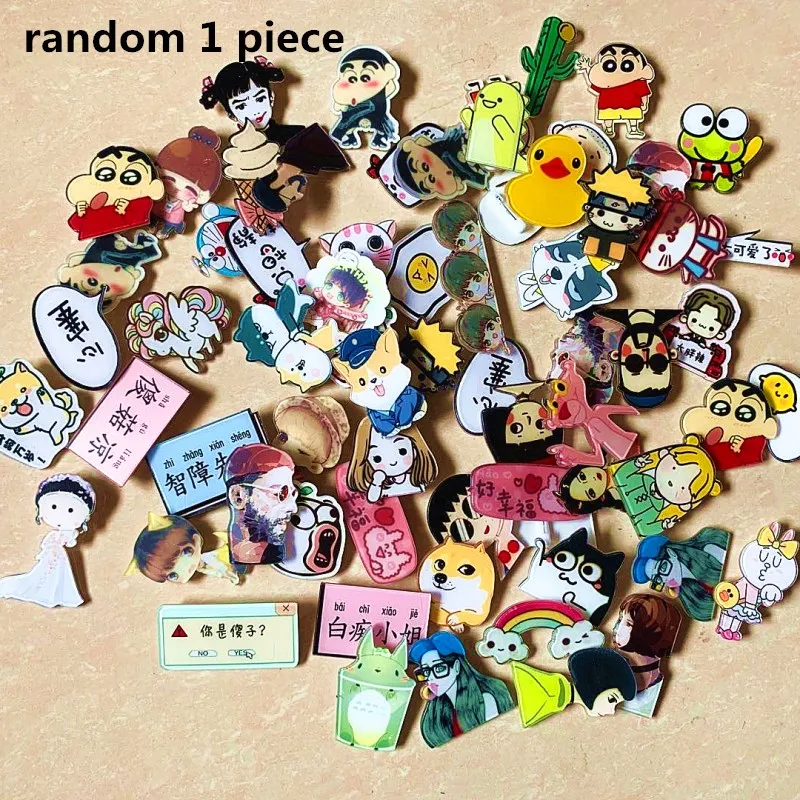 Random 1 1PCS Anime cartoon Naruto Pokemon acrylic badge for Clothing Kawaii Icons on The Backpack Pin Brooch Badge |