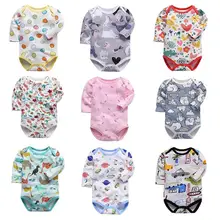 Одежда для маленьких мальчиков и девочек, боди с длинными рукавами для новорожденных, хлопок, одежда для малышей 3-24 месяцев