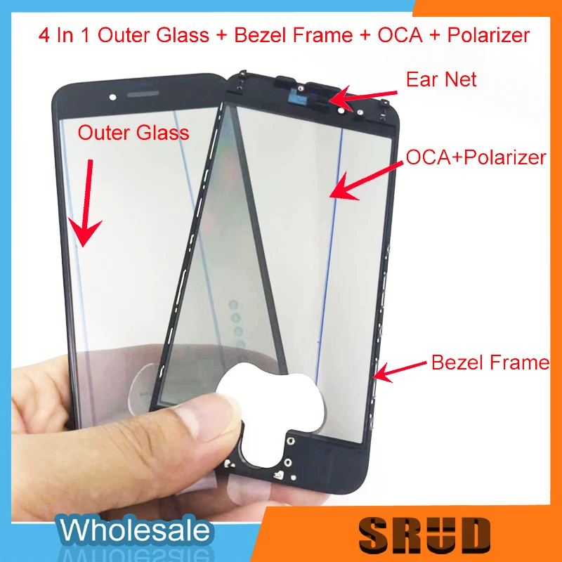 10 шт. аналогичный- 3 в 1 внешнее стекло+ OCA+ рамка ободок для Iphone 11 Xr 8 7 6 6s Plus 5 5S lcd Сенсорное стекло запасные части