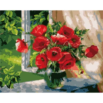 

YANXIN DIY Painting By Numbers DIY Frame Flower Oil Painting By Numbers Drawing Canvas Home Decoration 543