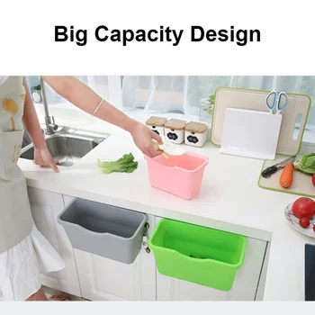 

Plastic Basket Hanging Trash Can Waste Bin Garbage Can Storage Box Trash Storage Desktop Kitchen Holder Cabinet Door