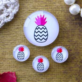 

12mm 25mm 14mm 16mm 18mm 20mm Photo Glass Cabochons Round Cameo Set Handmade Settings Pineapple 06