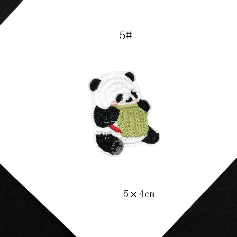 Maxsin 10 개/몫 자수 동물 스티커 아이언 청바지 의류 귀여운 작은 팬더 패치 의류 Applique DIY 액세서리