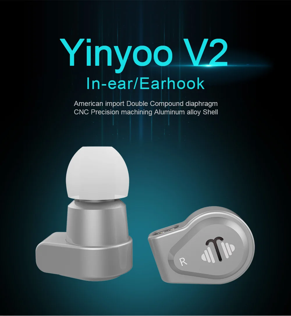 AK Yinyoo V2 версия 3(финальная настройка) наушники в ухо США импорт двойной диафрагмы динамический привод HIFI наушники головной штекер DJ гарнитура