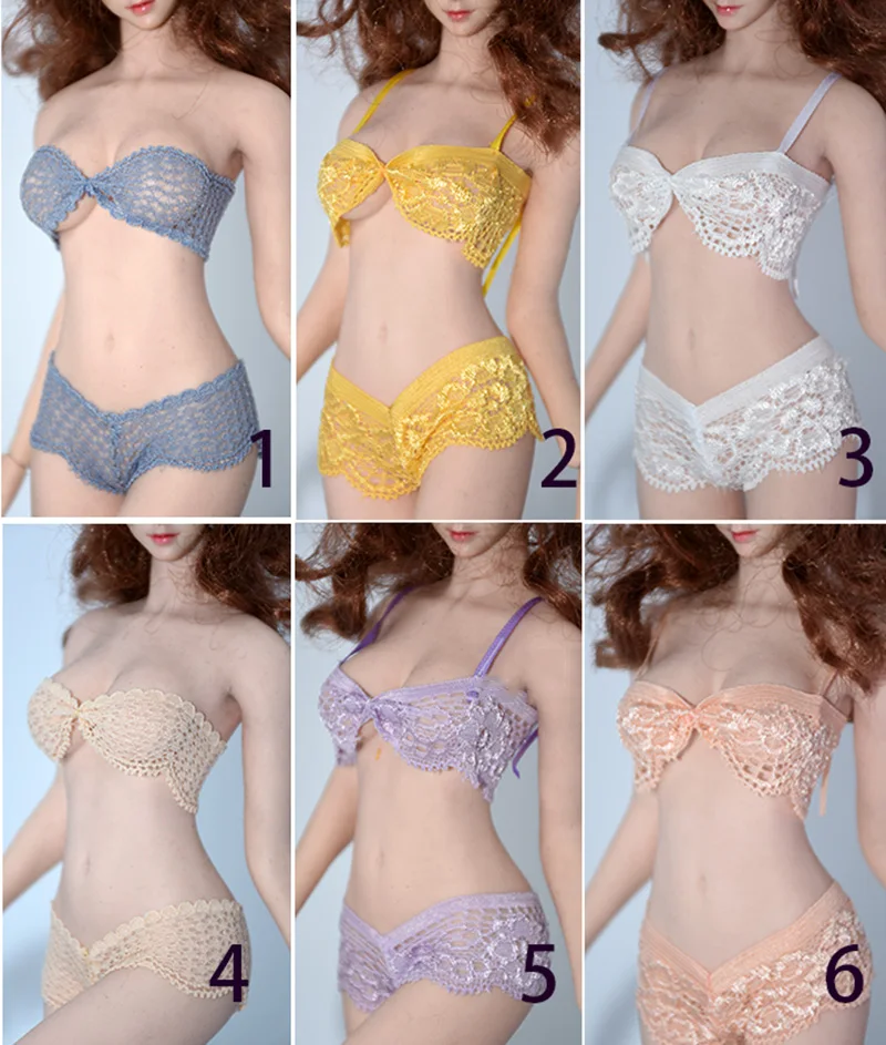 

1/6 Scale Female Figure Sexy Lace Lace Bra Underwear Brief Set Underwear Set 6 Colors for 12 inches Woman Action Figure Body
