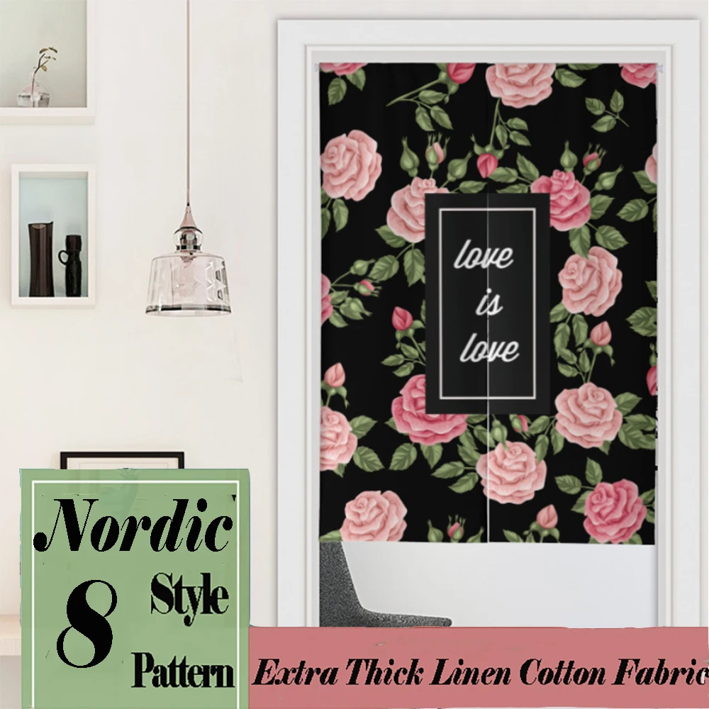 

Nordic Kitchen Curtains Cafe Restaurant Decorative Door Curtains Noren Extra Thick Thermal Insulated Durable Doorway Curtains