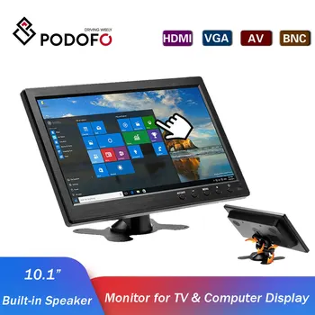 Podofo-Monitor de 10,1 "para TV y ordenador pantalla TFT LCD a Color para cámara de respaldo para el hogar de coche y sistema de seguridad, Monitor de coche