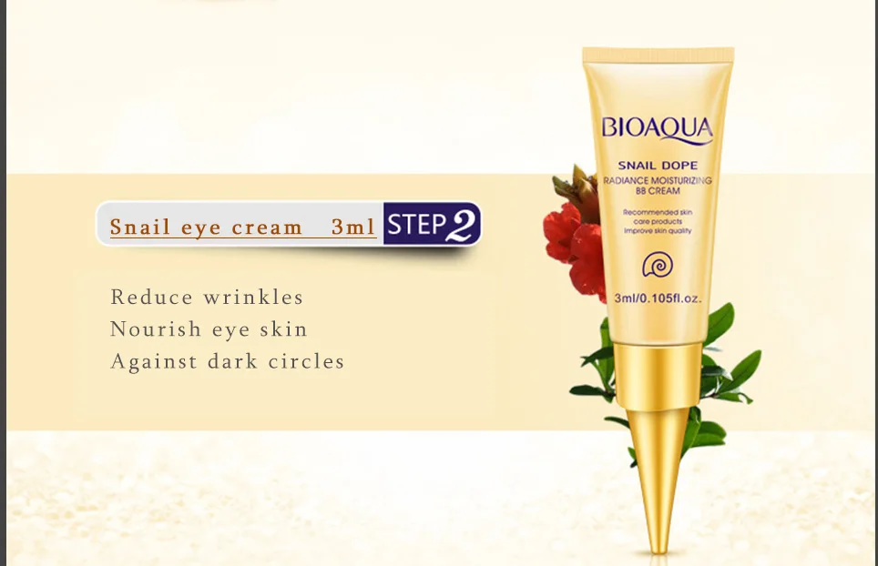 Bioaqua 24K Gold Snail Travel Skin Care Set Anti Aging Wrinkle Essence Eye Cream Toner Facial Cleanser With BB
