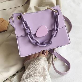 

Fashion Mini Bucket Bag PU Leather Women Clutch Purse Oval Clasp Flap Bag Acrylic Chain Shoulder Messenger Bags Ladies Handbags