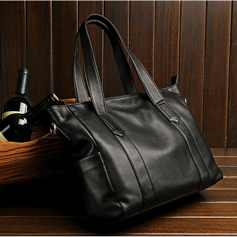 Men leather men handbags Korean men's business briefcase first layer leather computer bag