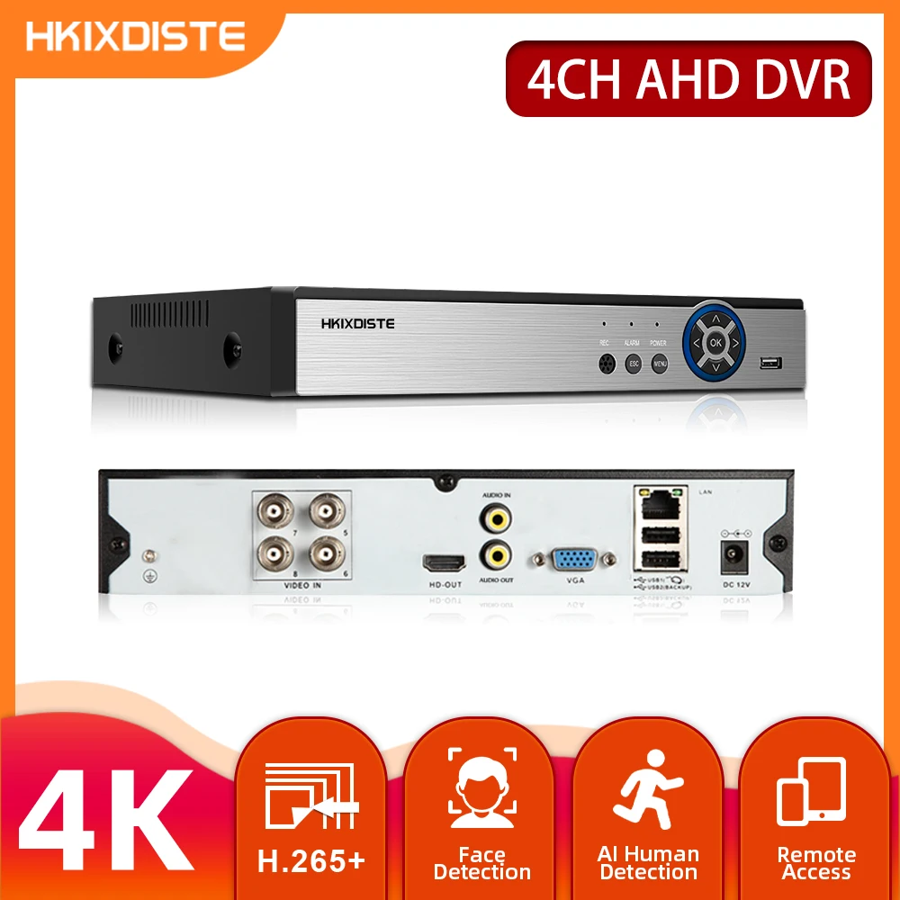 

4-канальный Гибридный видеорегистратор 6 в 1 NVR TVI CVI AHD CCTV DVR видеорегистратор 4K для 4-канальной 8МП аналоговой AHD IP-камеры видеонаблюдения DVR XMeye