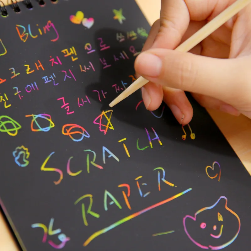 UainCube DIY скретч Примечание бумага для скретч арта наклейки Дети скребковая живопись Обучающие Развивающие игрушки раскраска блокнот