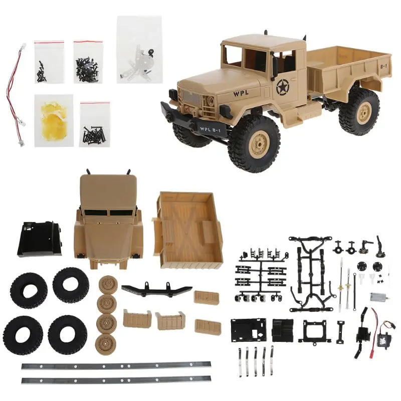 

WPL B14 1:16 4WD 2.4G RC Rock Car Crawler Military Truck Buggy Off Road Vehicles DIY Assembly