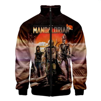 

Movie Star Wars The Mandalorian Baby Yoda 3D Printed Mens Sportswear Stand Collar Zipper Jackets Male Bomber Jacket Overcoat