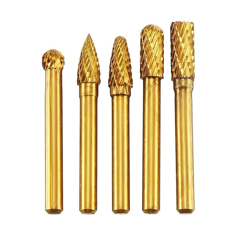 5 Pcs 6X8mm Tungsten Steel Grinding Head Rotary Burrs Bits For Woodworking Drilling Metal Craving Engraving Polishing router woodworking