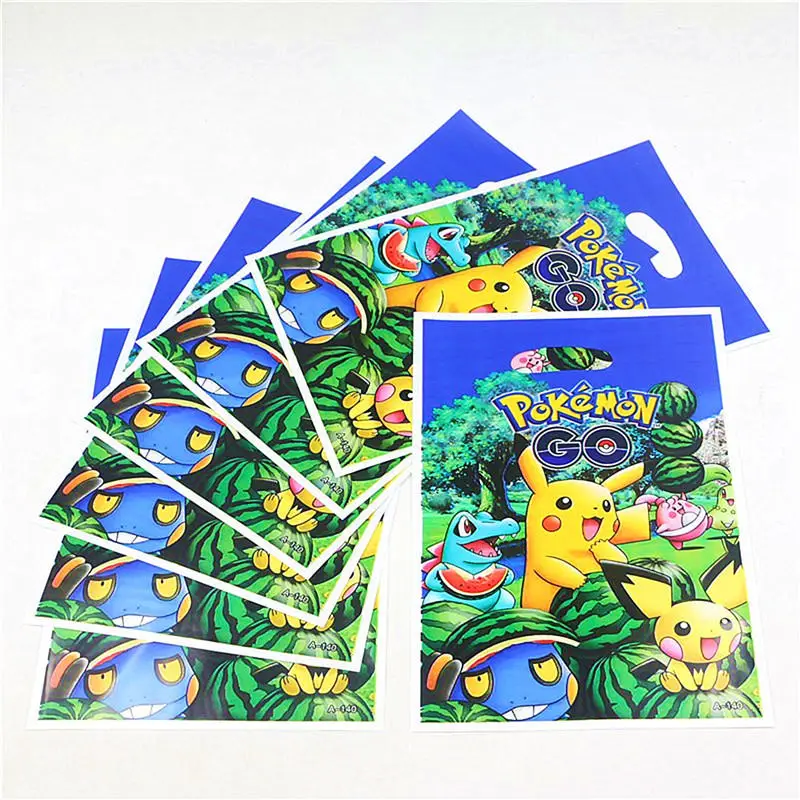 Pokemon Birthday Party Supplies Tableware Set Party Paper Plates Cup Napkins Pokemon Party Balloon Decorations Hats Flags Candle - Color: Gift-bag-10pcs