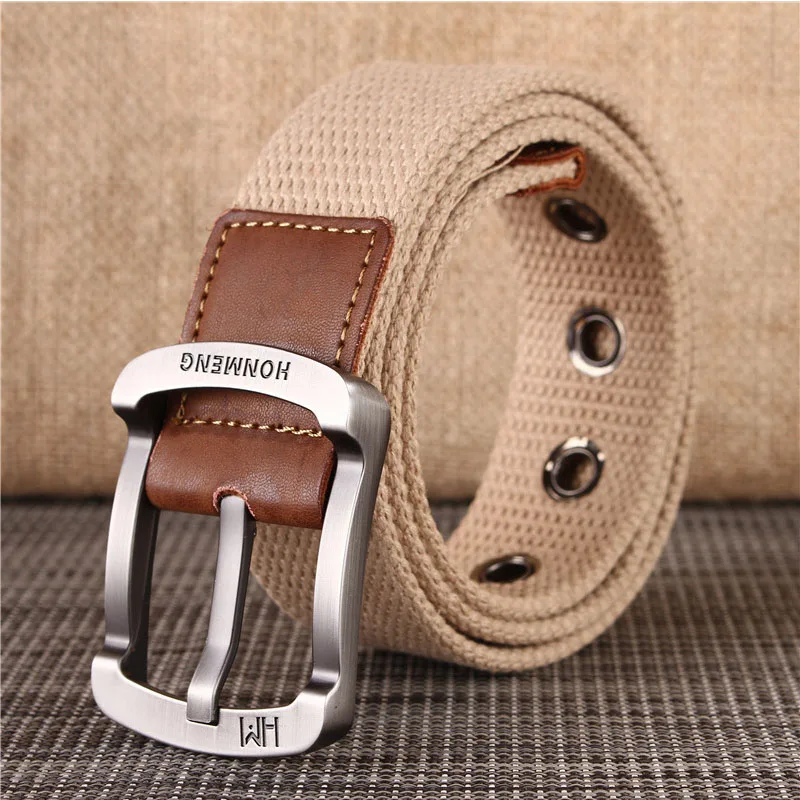 High quality Designer Luxury Brand Canvas Belt Metal Pin Bukcle Fabric Long Belts Men Trouser Multiple Colour Waist Accesories 4