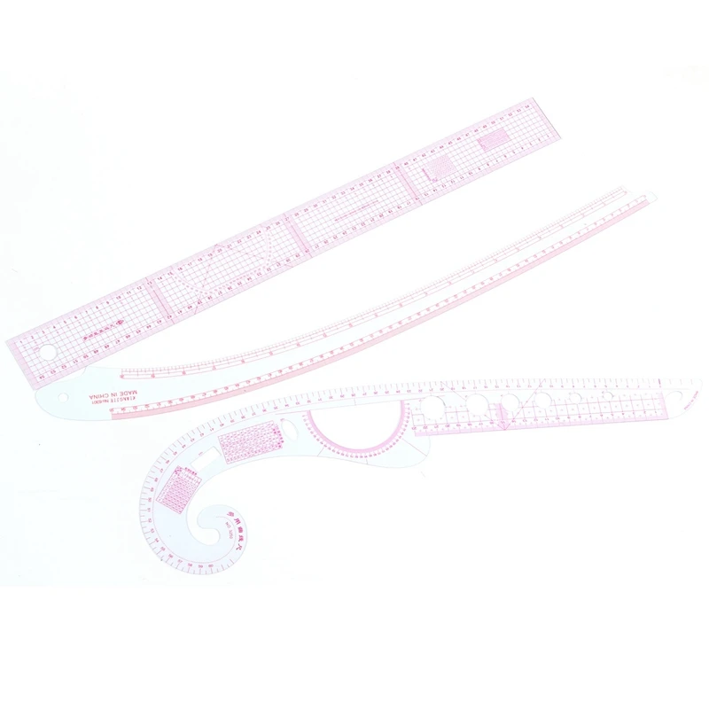 

10 Stlye Plastic Fashion Ruler Set Vary Form Curve French Curve with PGM Pattern Grading Rulers Curve Stick Pattern Design Ruler